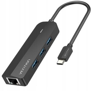 Vention USB-C to USB 3.0*3/RJ45/Micro-B HUB 0.15M Black ABS Type (TGPBB)