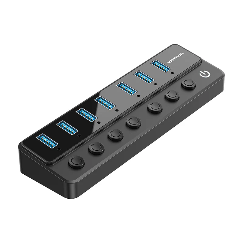 Vention USB B to USB 3.0 7‑Port Hub with individual power switches and DC 5.5 mm power adapter CHXBO-UK