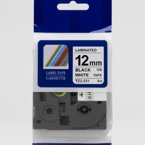 Brother Compatible TZ2-231 12mm Continuous Black on White Tape