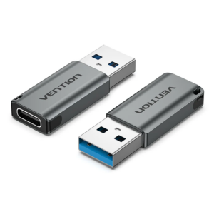 Vention USB 3.0 A Male to USB‑C Female Adapter Gray Aluminum Alloy Type CDPHO