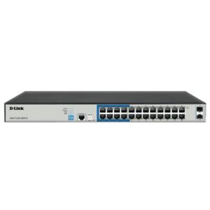 D-Link 26-Port Gigabit Smart Managed PoE+ Switch with 24 PoE+ Ports (8 Long Reach 250m) and 2 SFP Ports - DGS-F1210-26PS