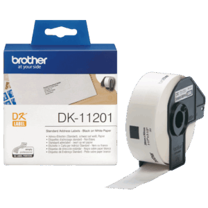 Brother DK-11201 Label Roll – Black on White, 29mm x 90mm (400 Labels per Roll)