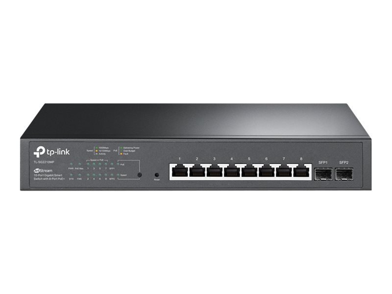 TP‑Link JetStream 10‑Port Gigabit Smart Switch with 8 PoE+ Ports & 2 SFP Slots – TL‑SG2210MP