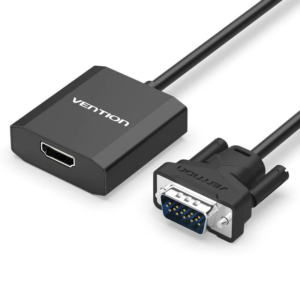 Vention VGA to HDMI Converter with Female Micro USB and Audio Port – 0.15M, Black(ACEBO)